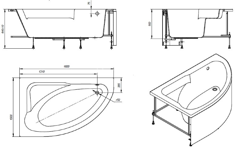 Ванна акриловая Roca WELNA асимметричная 160х100 правосторонняя, белая (Z.RU93.0.299.8)