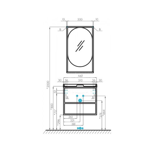 Зеркало AQUATON Лофт Фабрик 50 дуб темный (1A242502LTDU0)
