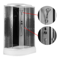 Душевая кабина Loranto 120x80x215 правая, поддон 13 см, 4 мм прозрачное стекло с рисунком &quot;мозайка&quot; (CS-1200-13ТМ/М R)