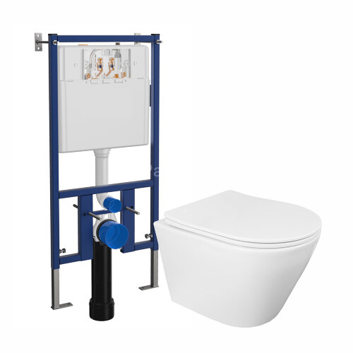 Сет LORANTO: Инсталляция + Унитаз подвесной KROSA 485х360х330 с системой смыва Tornado, в комплекте 