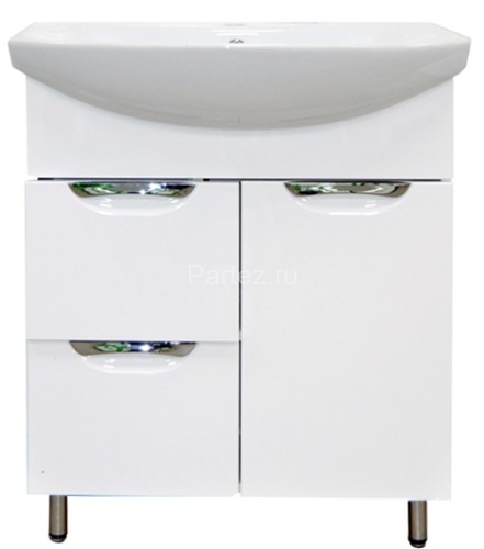 Комплект тумба Loranto Стиль-70/2, 70х85х42 с раковиной Балтика 70 Сантек, белый (CS00067860)