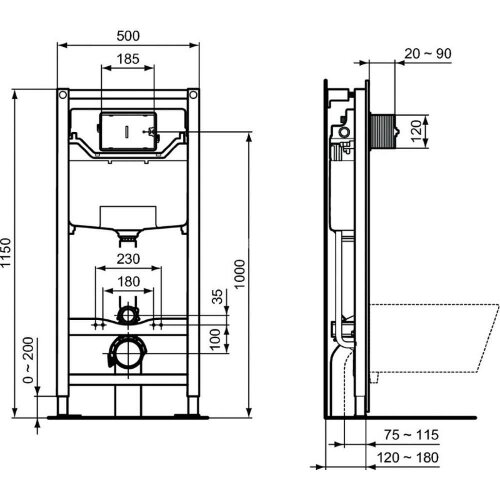 Промо-комплект Ideal Standard Tesi Aqua Blade Унитаз подвесной с инсталляцией с сиденьем Микролифт +