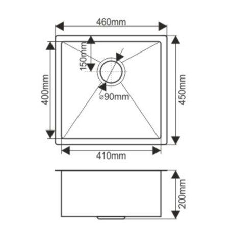 Мойка 4645 MELANA ProfLine 1,2/200 САТИН ЗОЛОТО врезная квадратная D4645HG