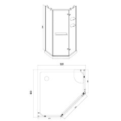 Душевое ограждение Azario MONTREAL 900х900х2000 L, со стеклянной полкой, без поддона, прозрачное стекло 8 мм, цвет профиля золото (AZ-NWG3231 900 L)
