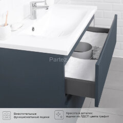 Комплект тумба Итана Kate 80 (987х438х640) подвесная, с раковиной Milena 80, антрацит (CS00090007)