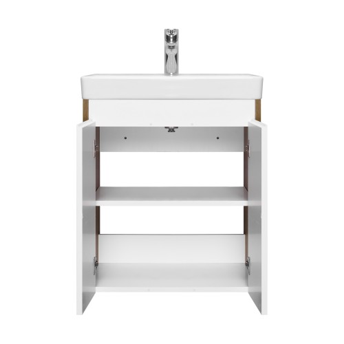 Тумба под раковину AQUATON Сканди 55 Doors универсальная, Белый/Дуб Рустикальный (1A278801SDZ90)