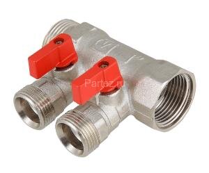 Коллектор с отсекающими кранами 1"х3х3/4"ЕК VALTEC