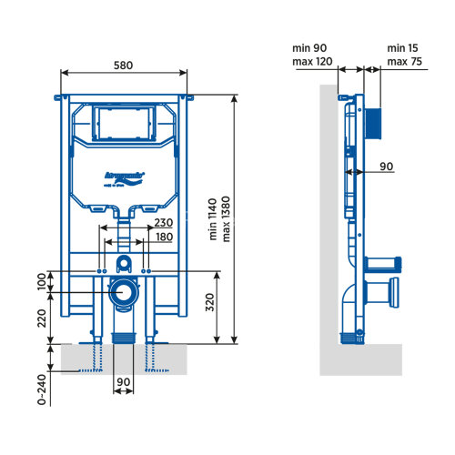 СЕТ: Инсталляция IDROSPANIA MENORCA +подвесной унитаз Azario Mona с сиденьем микролифт + клавиша And