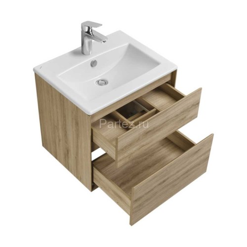 Тумба под раковину Aquaton Либерти 60, 2 ящика, дуб эльвезия (1A279401LYC70)