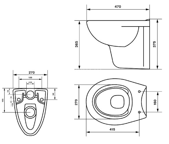 Унитаз подвесной LAUTA 270х470х365 быстросъемное сиденье с микролифтом, белый (47302100005)