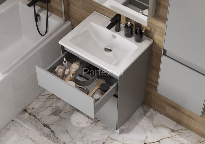 Тумба под раковину Aquaton Форест 60 см, универсальный монтаж, туманный серый (1A278201FR4D0)