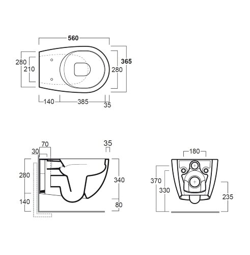 Унитаз подвесной Simas Vignoni "Rimless" 365х560х340 безободковый, с креплением F85, белый матовый (