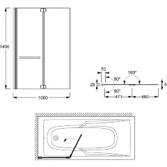 Шторка для ванны распашная Jacob Delafon ADEQUATION 100х140 цвет профиля хром (E4931-GA)