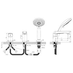 Смеситель Rossinka S35-39 на борт ванны на 3 отверстия