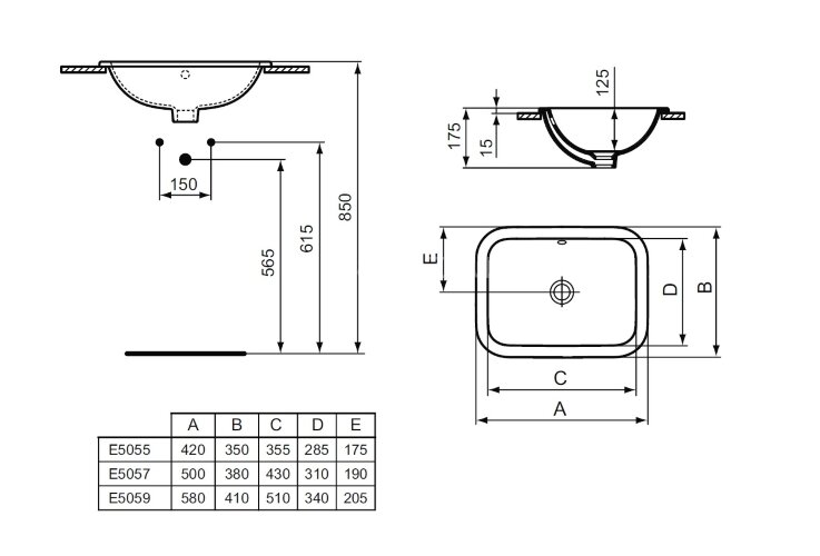 Раковина Ideal Standard CONNECT 58х41 см., белая (E505901)