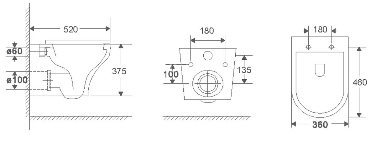 Унитаз подвесной AZARIO Porta 520х360х375 безободковый, быстросъемное сиденье микролифт (AZ-0064)