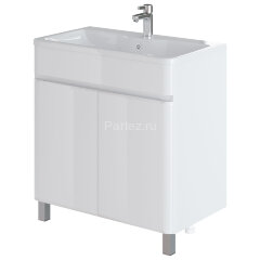 Комплект тумба Итана Roberto 80 (795х455х850) напольная, с раковиной Adel 80, белый глянец (295461)