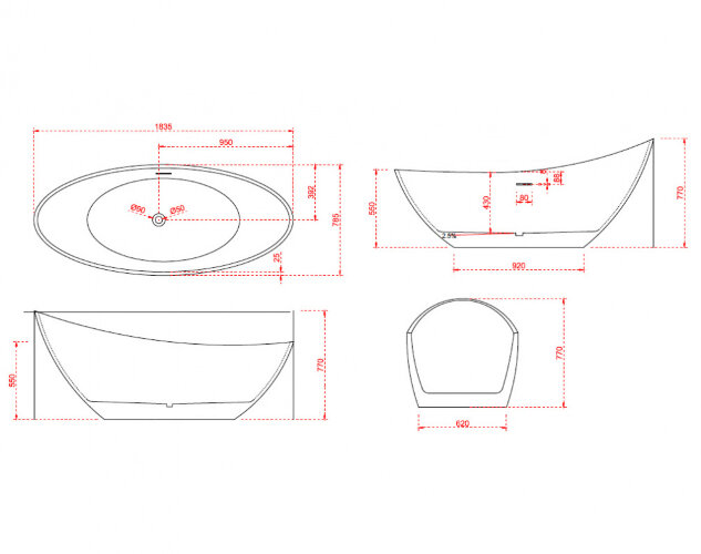 Акриловая ванна Gemy G9233
