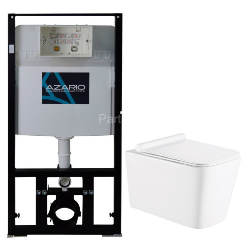 Сет AZARIO Инсталляция 3/6л + подвесной унитаз Azario Mona 530x360x365 с быстросъемным сиденьем "Мик