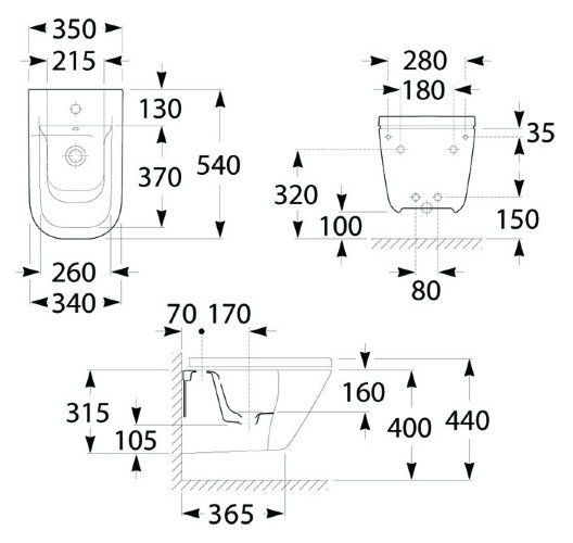 Биде подвесное со скрытым креплением Roca GAP (7.3574.7.600.0)