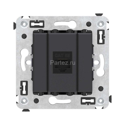 Розетка компьютерная 1-м СП Avanti "Черный матовый" RJ45 кат.5E без шторок механизм DKC 4412663