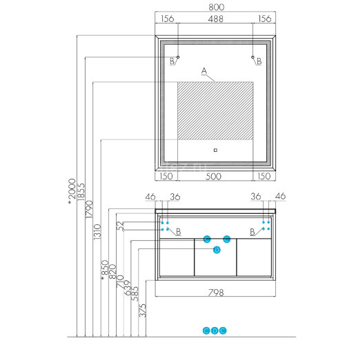 Тумба под раковину AQUATON Уэльс 80 NEW, подвесная, графит (1A267901WA6A0)