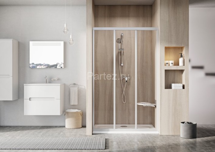 Душевая дверь Ravak Supernova раздвижная 131х188, толщина полотна 3мм универсальная, цвет профиля белый