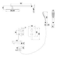Смеситель Lemark Melange LM4922CW для ванны и душа, встраиваемый