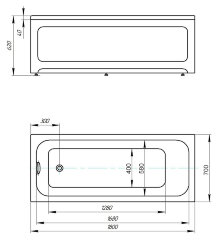 Ванна акриловая AZARIO BELLA прямоугольная 180*70 см (AV.0023180)