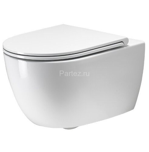 Унитаз подвесной SIMAS TREVI 370х560х300 безободковый, с креплением, цвет белый (TR18bi+F85)