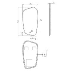 Зеркало AZARIO Madrid 487х900 с подсветкой, сенсорный выключатель с функцией диммера (AZ-Z-080CS)