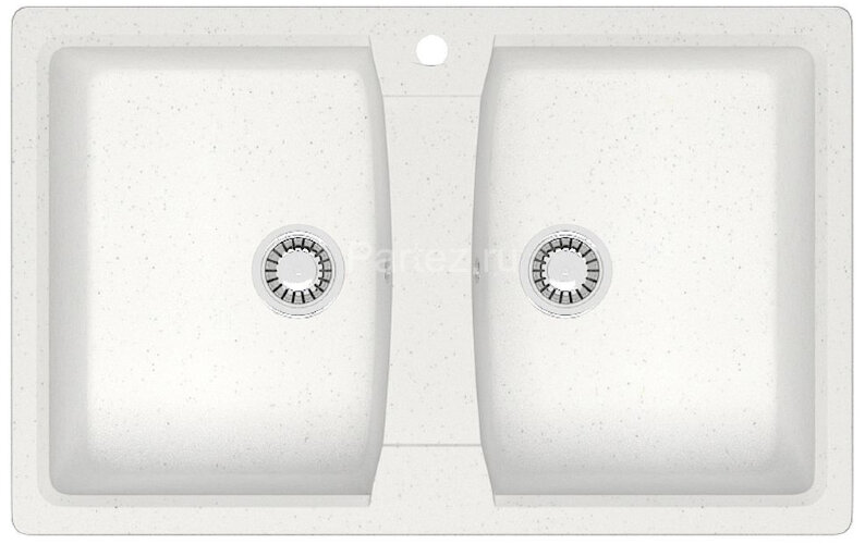 Кухонная мойка AZARIO Elmas 780х500х190 двойная, искусственный мрамор, цвет белый лед (CS00078330)