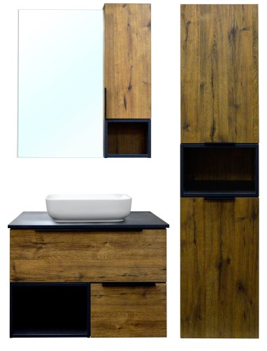 Тумба подвесная Azario Gris 90 900х500х560 с нишей, без столешницы, цвет Дуб Веллингтон (CS00080423)