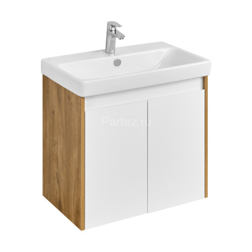 Тумба под раковину AQUATON Сканди 70 Doors универсальная, Белый/Дуб Рустикальный (1A278901SDZ90)