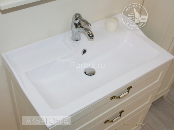 Тумба под раковину AQUATON Леон 80 Н напольная, дуб бежевый (1A187801LBPR0)