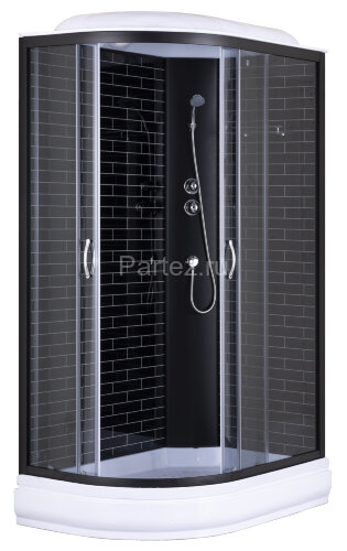 Душевая кабина Loranto 120х80х215 поддон 20 см, черный кирпичный узор, серое стекло 4 мм, профиль черный (CS-66120-20R GB 120)