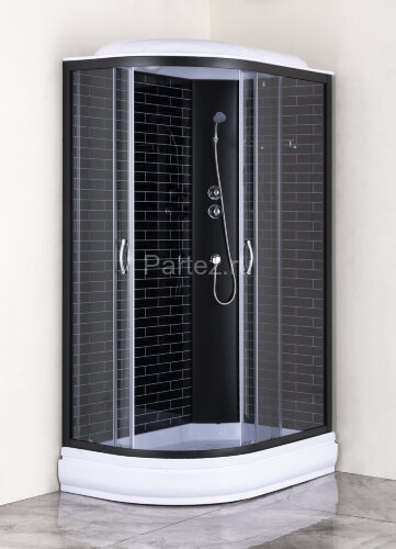 Душевая кабина Loranto 120х80х215 поддон 20 см, черный кирпичный узор, серое стекло 4 мм, профиль черный (CS-66120-20R GB 120)