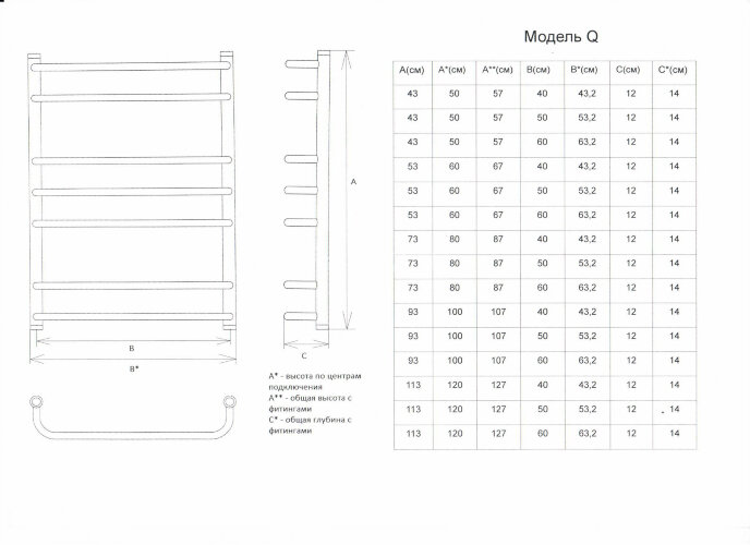 Полотенцесушитель водяной ДВИН Q лесенка 80/50, полированный (4627086039036)