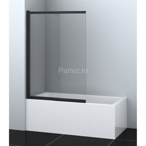 Шторка для ванны раздвижная Azario Boston 140х80 цвет профиля черный матовый (AZ-143B)