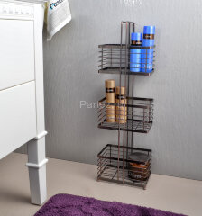 Полка прямоугольная Fixsen трехэтажная, сталь, латунь (FX-852)