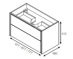 Z_RONDA Модуль д/раковины 700 мм, белый глянец/антрацит (подходит раковина Gap)