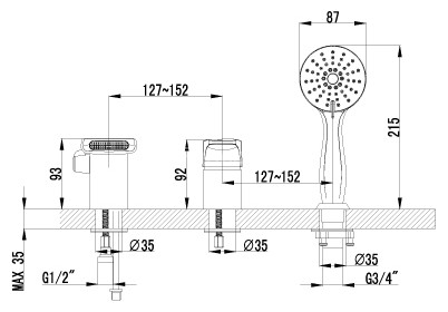 Смеситель Lemark Shift LM4345C на борт ванны