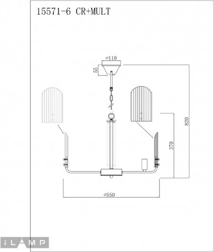 Подвесная люстра iLamp 15571-6 CR+MULT