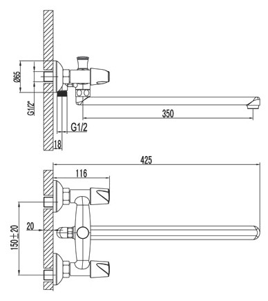 Смеситель для ванны Lemark Dance LM2401C