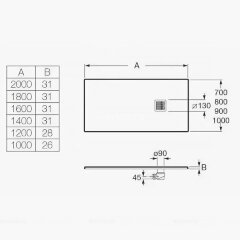 Душевой поддон Roca TERRAN 1200x700 с сифоном и решеткой, белый (AP1014B02BC01100)