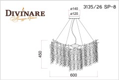 Подвесная люстра Divinare 3135/26 SP-8