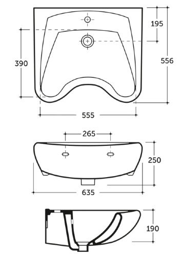 Раковина хирургическая КЕРАМИН 55 с креплением, белая (CS00077222)