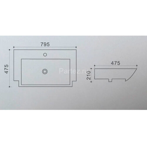 Раковина Azario 79,5х47,5х21 подвесная, белый (AZ-40094)