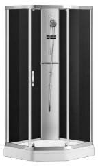 Душевая кабина AZARIO DENVER 90х90х200 прозрачное стекло 4 мм. с покрытием Easy Clean, задняя панель черная, цвет профиля хром (AZ-N10806 900)