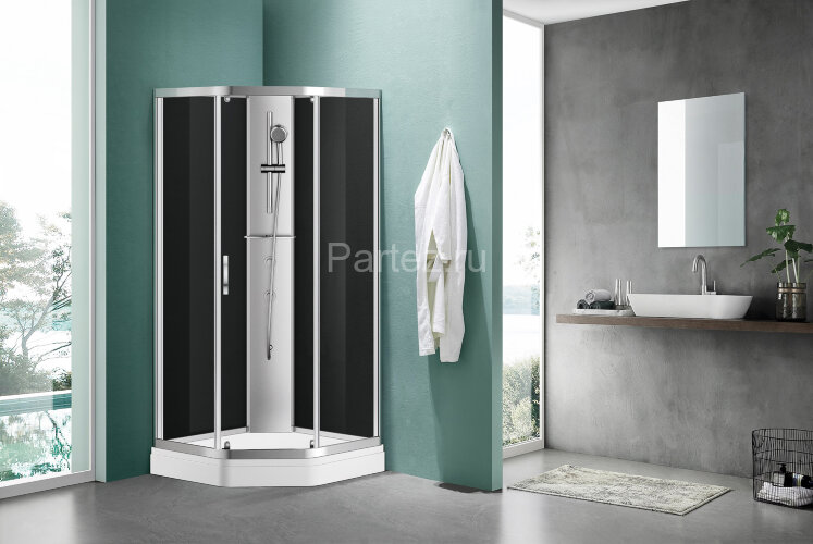 Душевая кабина AZARIO DENVER 90х90х200 прозрачное стекло 4 мм. с покрытием Easy Clean, задняя панель черная, цвет профиля хром (AZ-N10806 900)